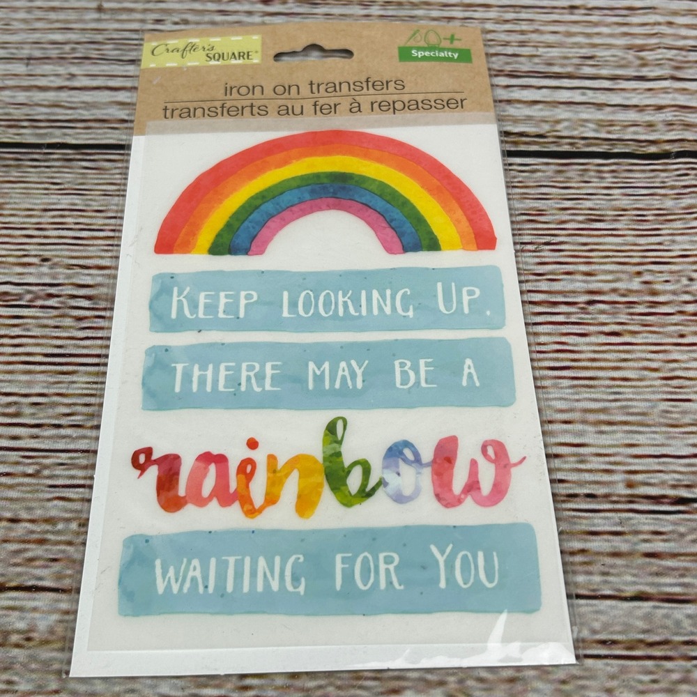 Crafter's Square Rainbow Iron On Transfer Keep Looking Up Inspirational 307132